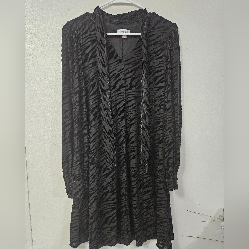 Calvin Klein Black Zebra Striped Dress!